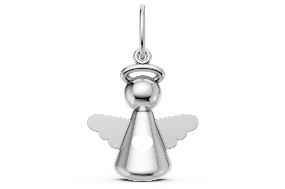 Pingente anjo com coracao - anjinho - batizado - baby 3D print model_11