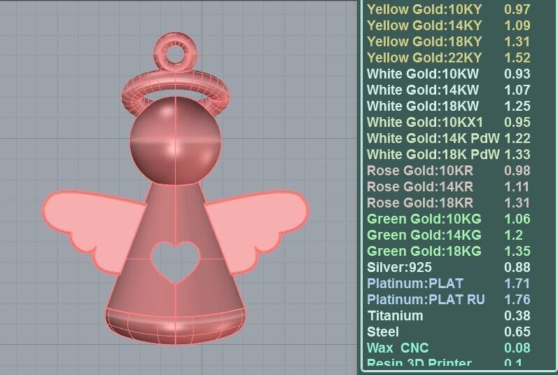 Pingente anjo com coracao - anjinho - batizado - baby 3D print model_4