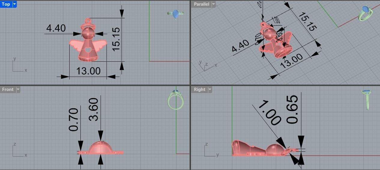 Pingente anjo com coracao - anjinho - batizado - baby 3D print model_5