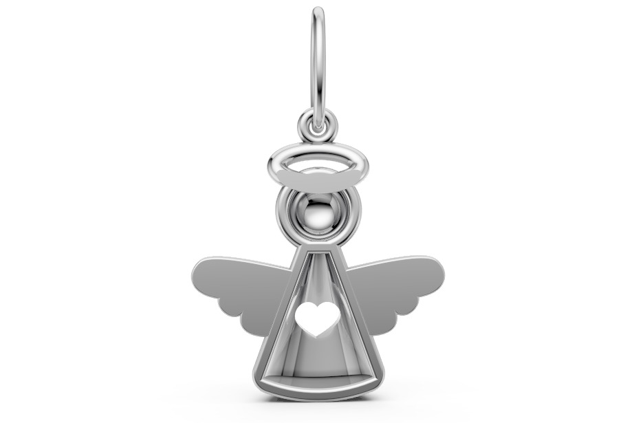 Pingente anjo com coracao - anjinho - batizado - baby 3D print model_10
