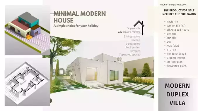 Minimal Modern House - 230 SQM - Full Package