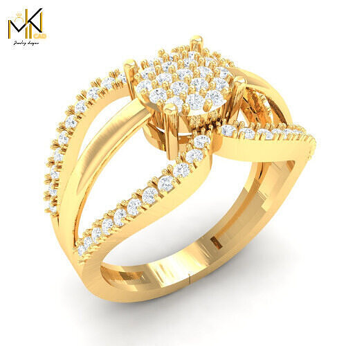 Gold Radiance Cluster Ring 3D print model