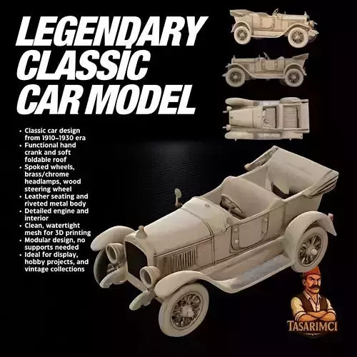 Historical Classic Car 3D Model 1910s 30s