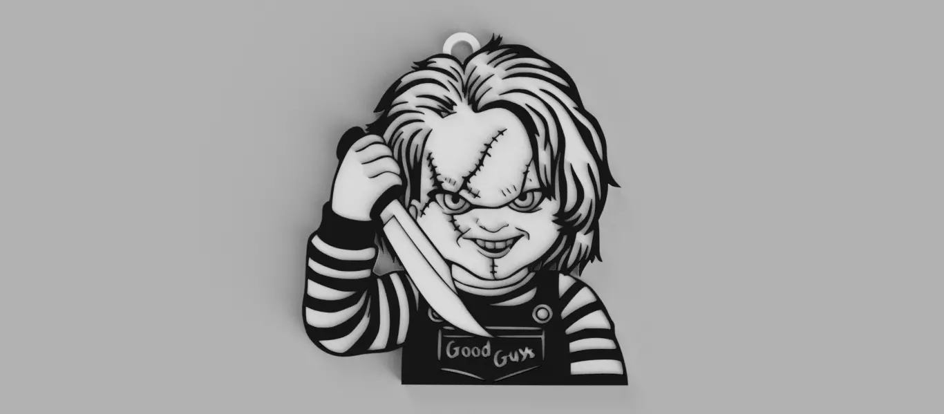 Chucky with Knife Logo keychain - pendant - pendant - earring 3D print model