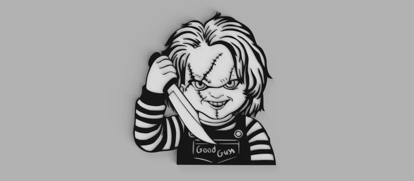 Chucky with Knife Logo Wall Picture 3D print model