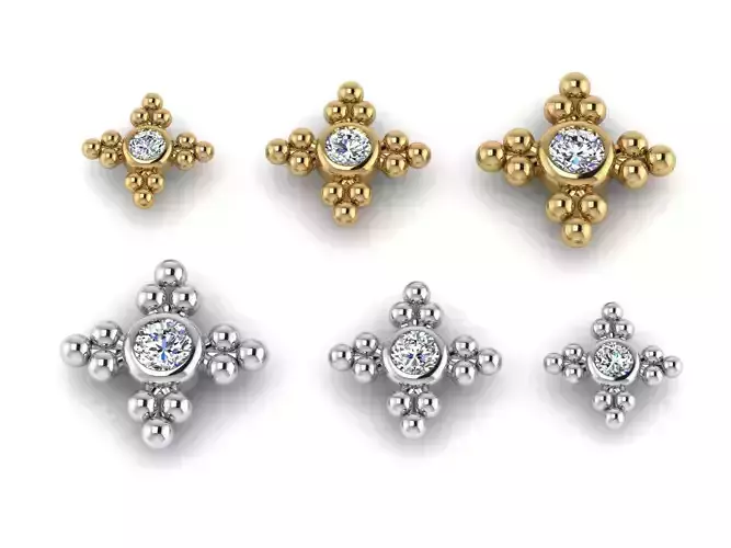 Earring pendant brooch or medallion in three sizes 3D print model