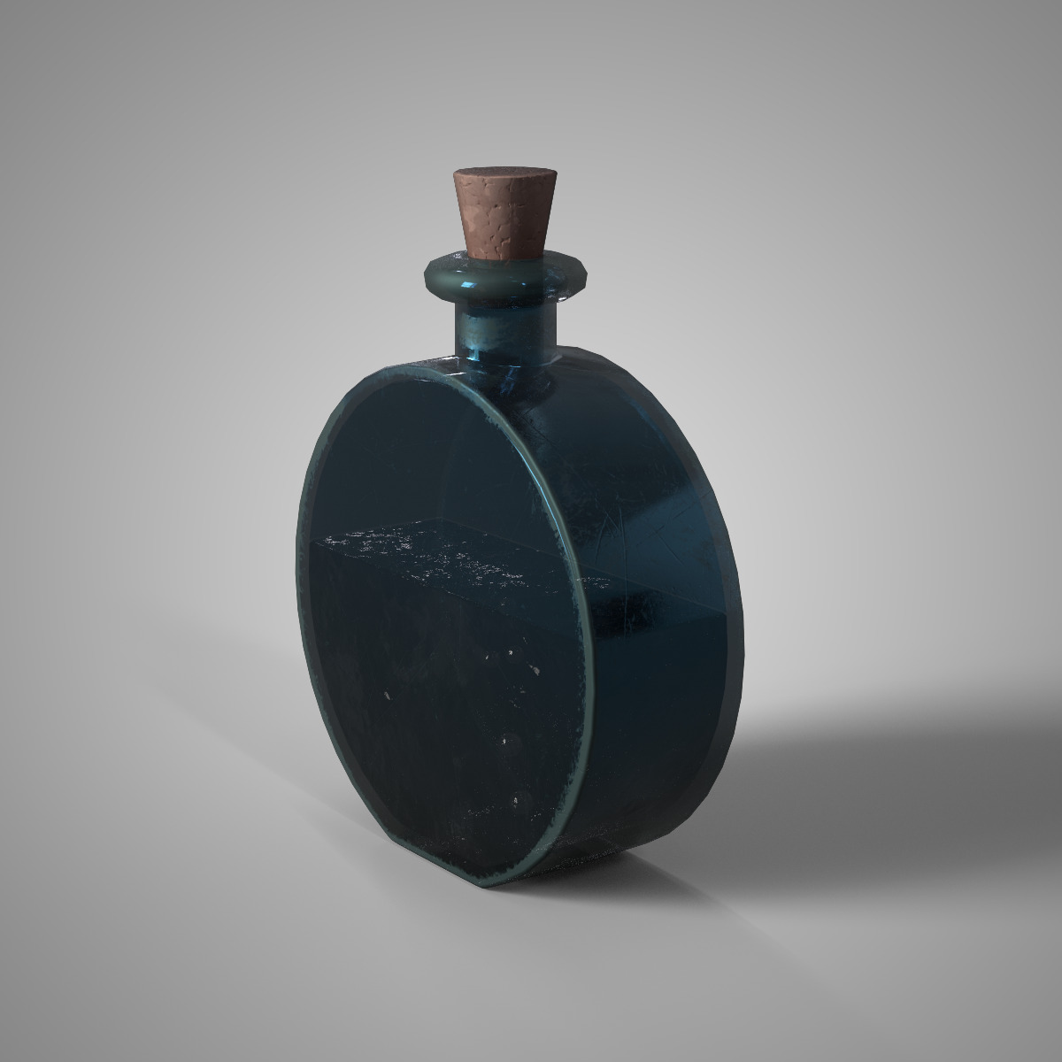 Black Alchemist Potion Bottle Fantasy Game Asset PBR Low Poly Low-poly 3D model_1