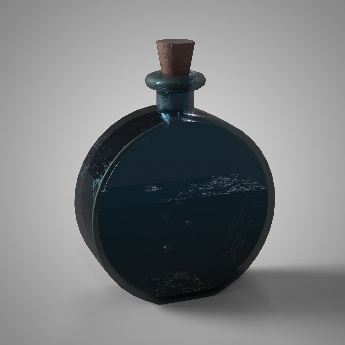 Black Alchemist Potion Bottle Fantasy Game Asset PBR Low Poly Low-poly 3D model_3