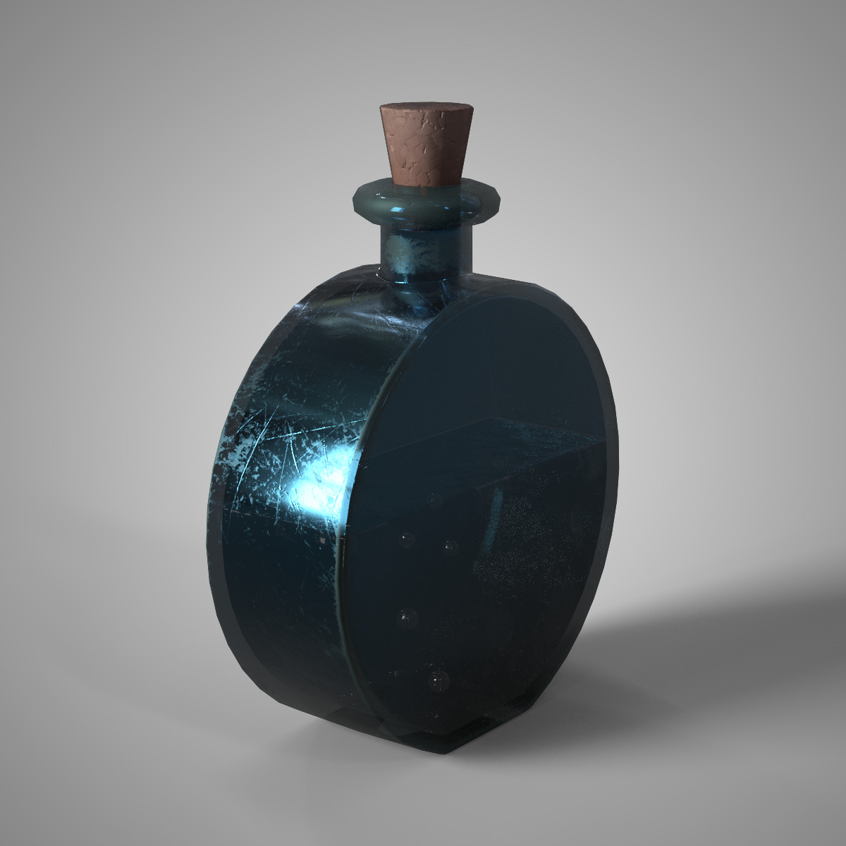 Black Alchemist Potion Bottle Fantasy Game Asset PBR Low Poly Low-poly 3D model_2