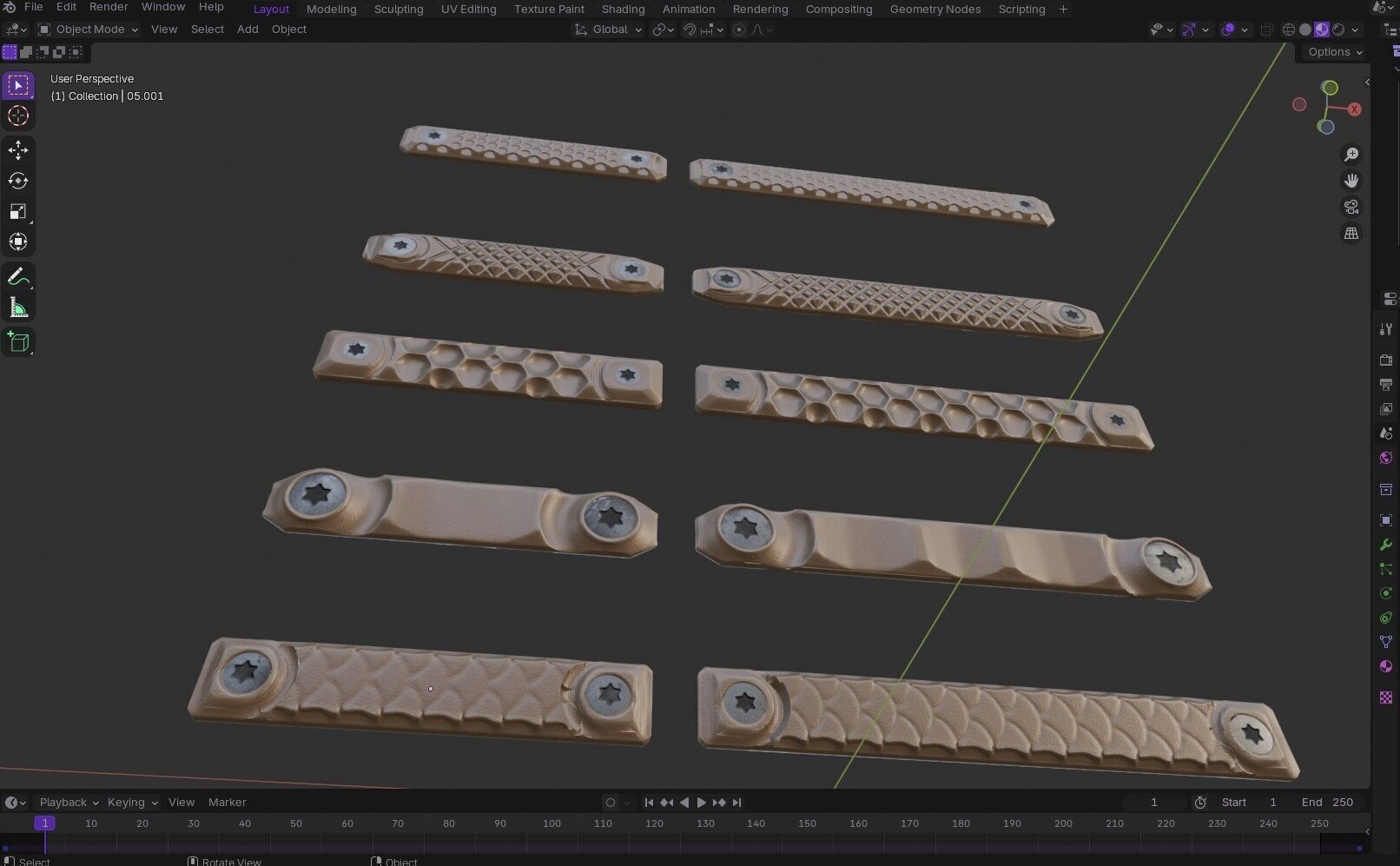 RailScales M-LOK Railcovers Pack Low-poly 3D model_17
