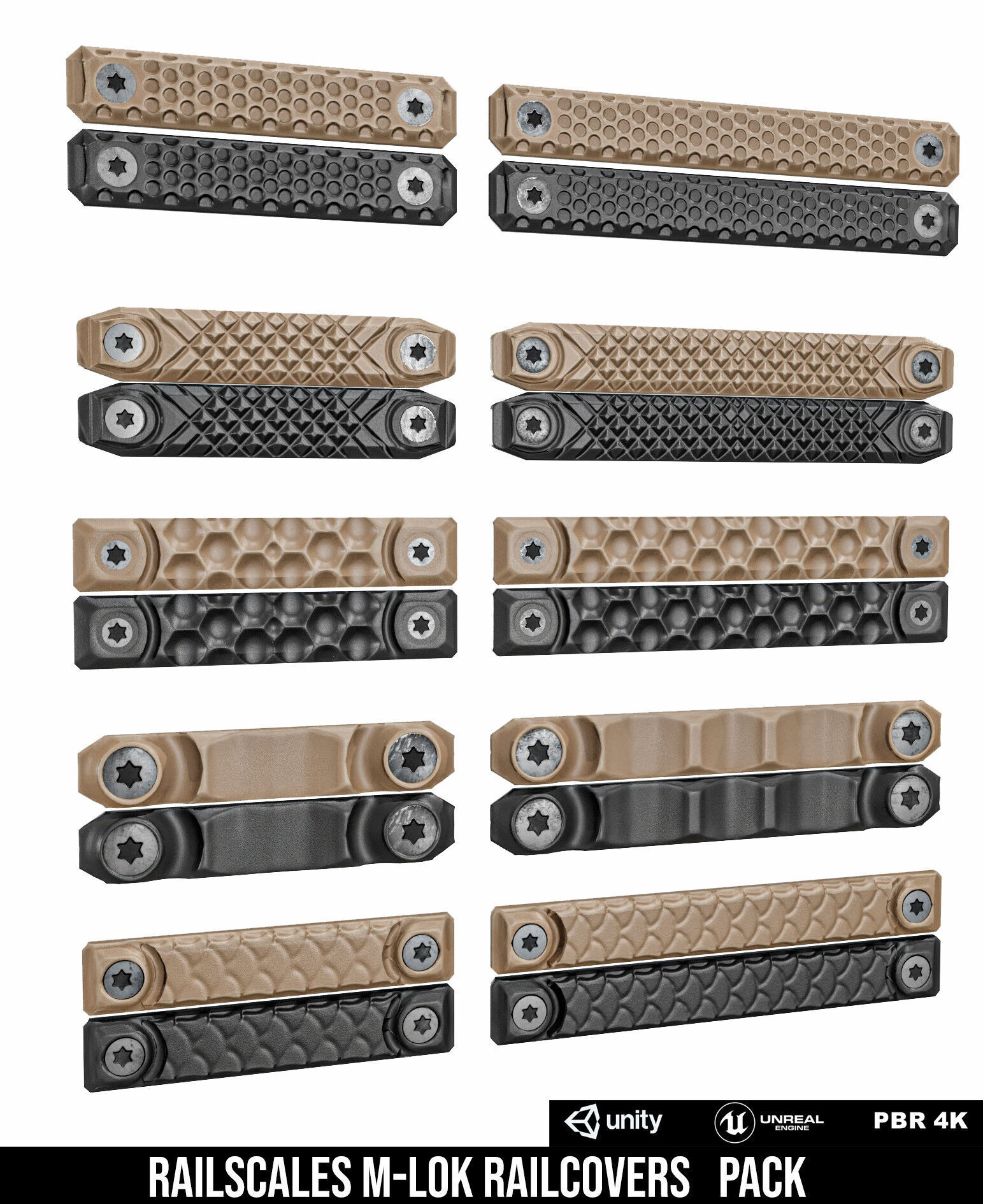 RailScales M-LOK Railcovers Pack Low-poly 3D model_3