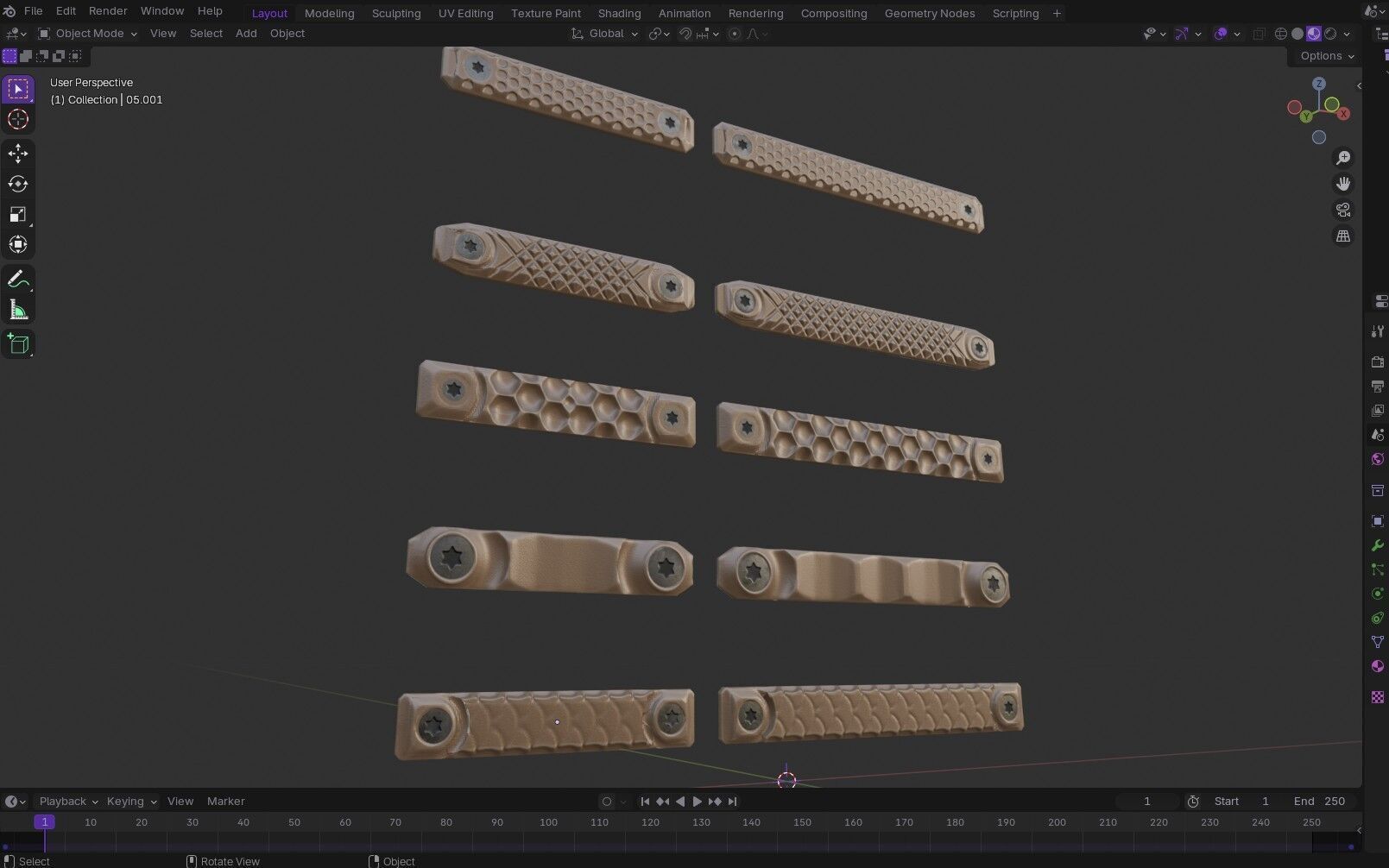 RailScales M-LOK Railcovers Pack Low-poly 3D model_19