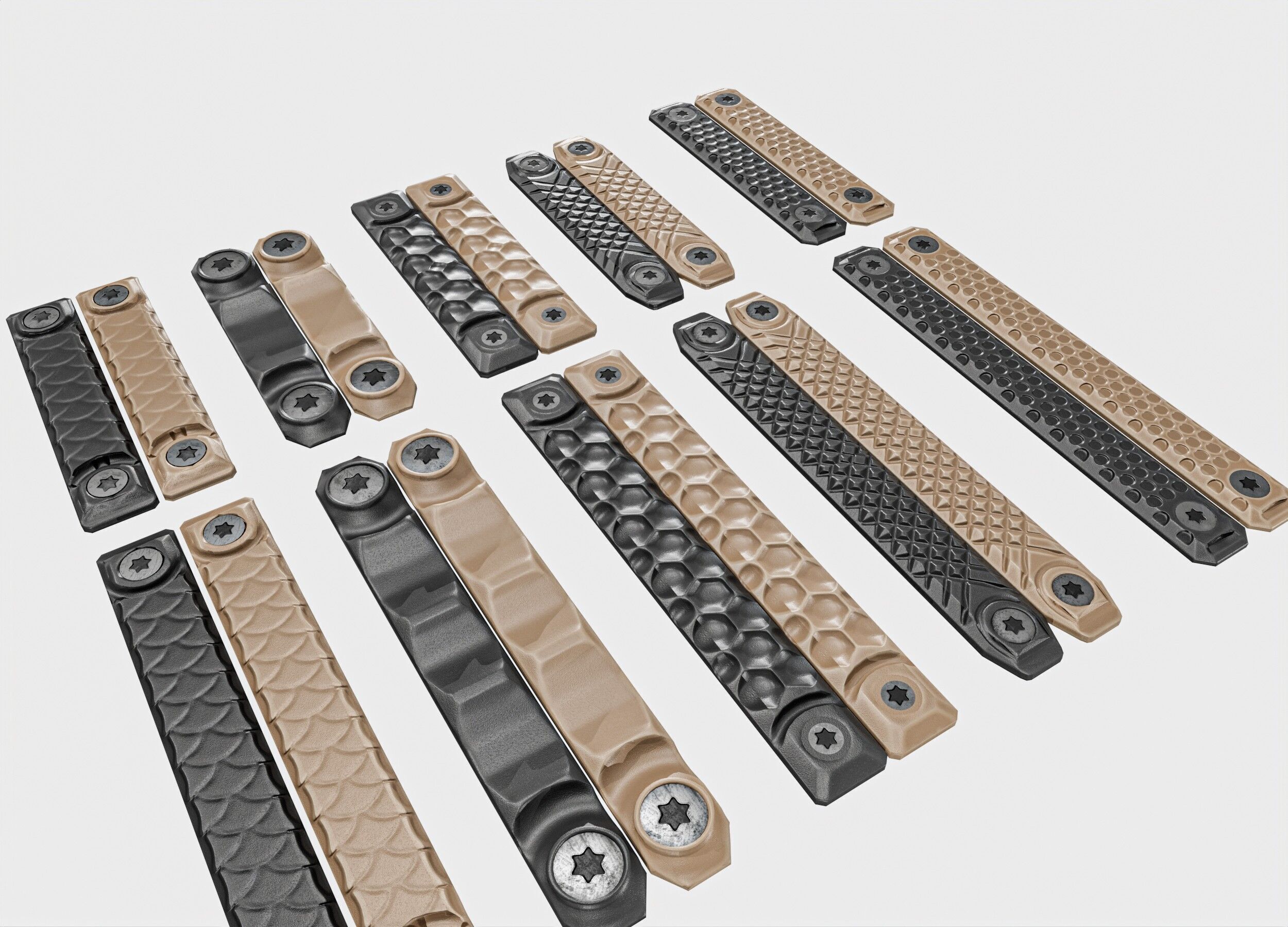 RailScales M-LOK Railcovers Pack Low-poly 3D model_7