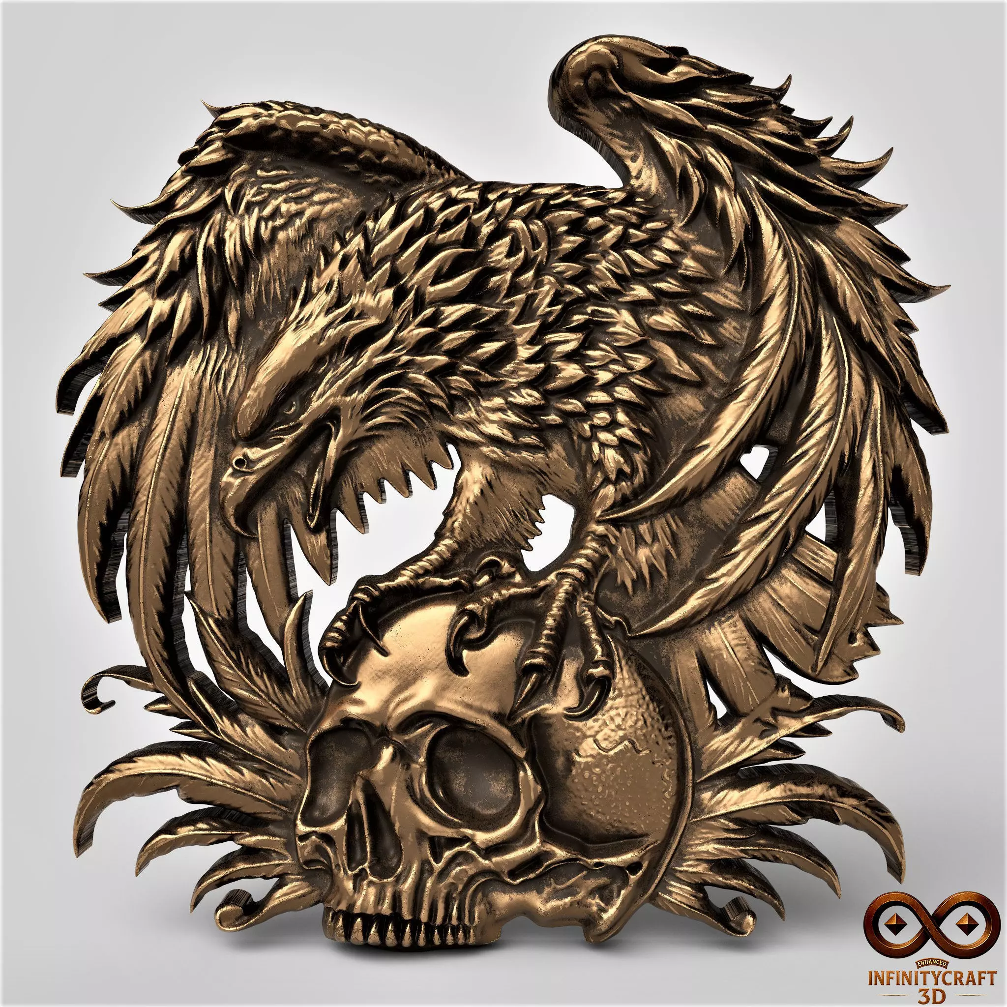 Eagle and Skull Emblem Pendant and Wall Relief Art 3D print model