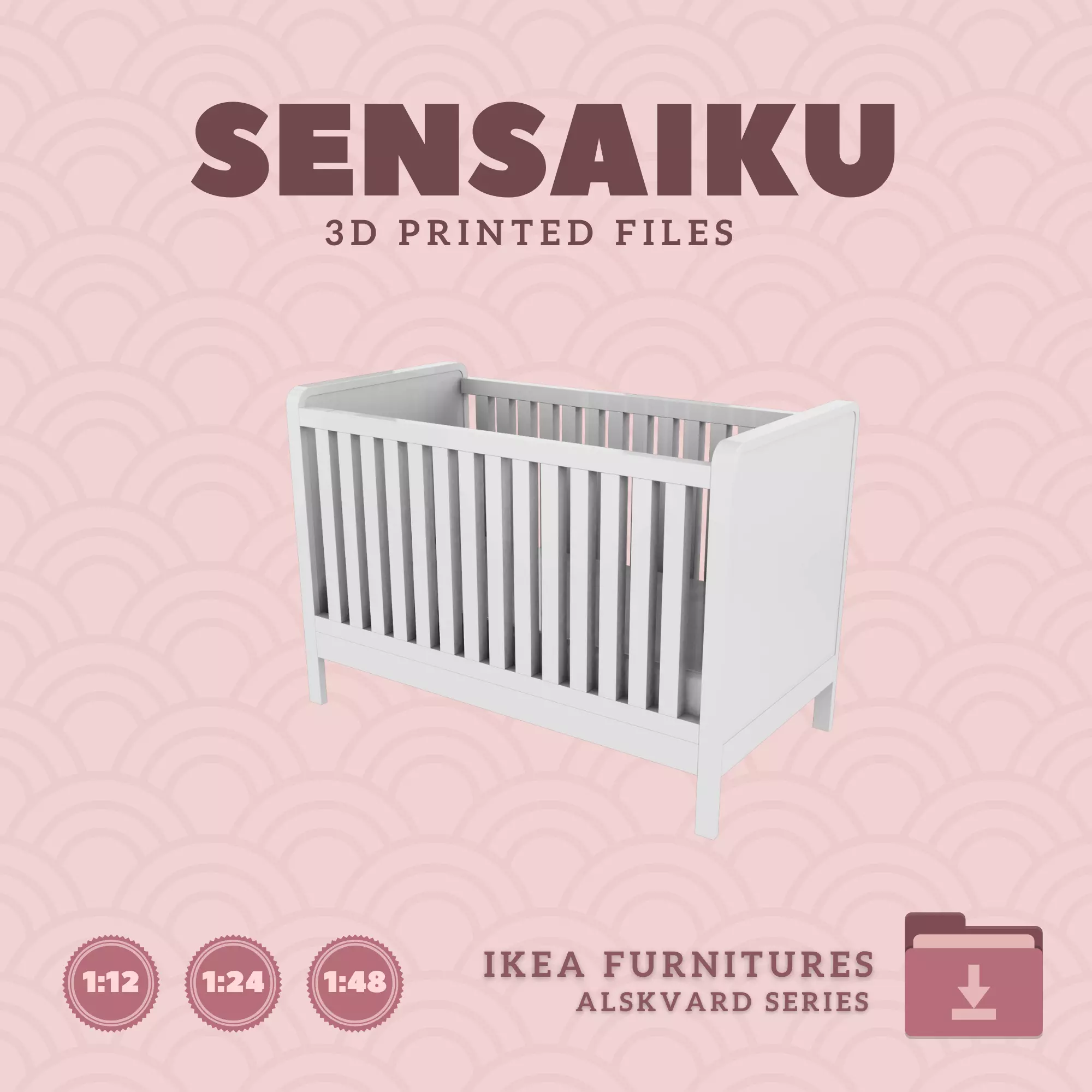 ALSKVARD Crib V1 for Miniature Dollhouse - IKEA - 3D Print 3D print model