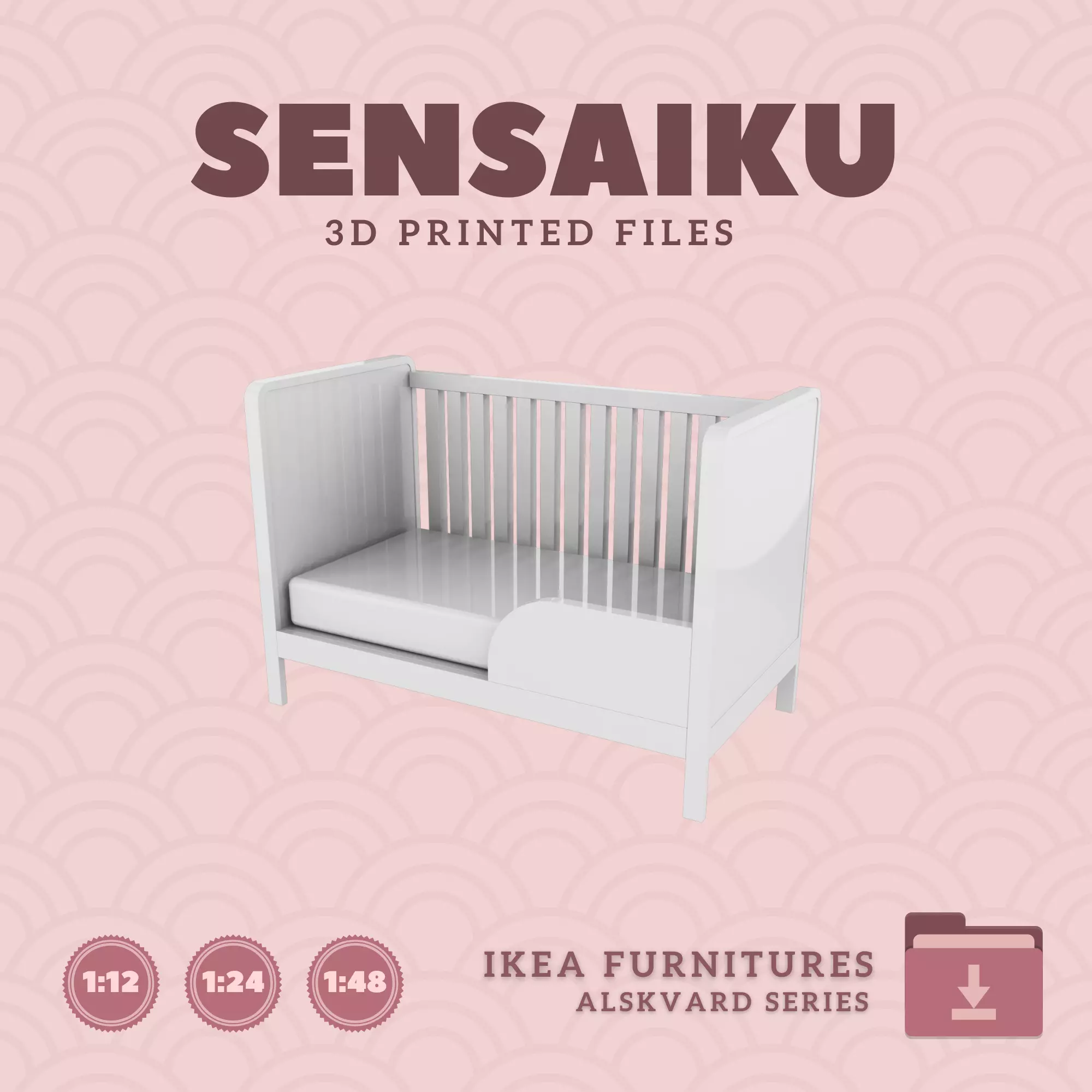 ALSKVARD Crib V2 for Miniature Dollhouse - IKEA - 3D Print 3D print model
