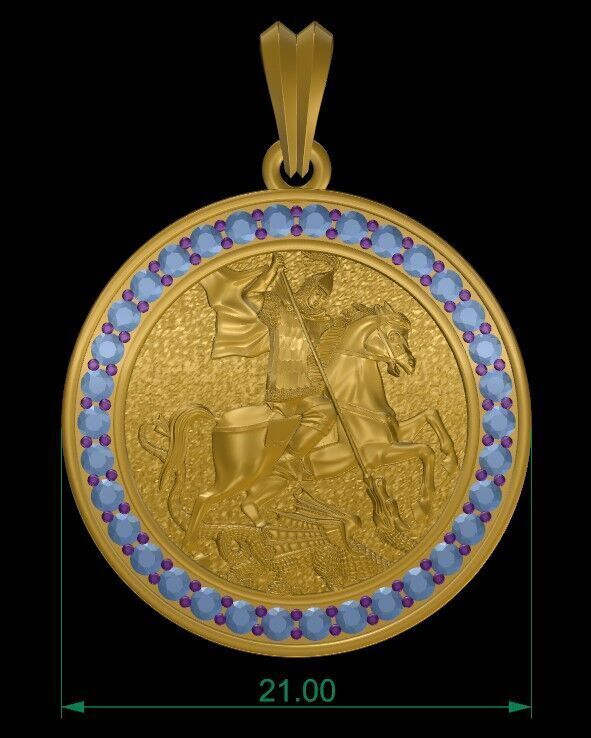 Saint George Pendant 3D print model_4