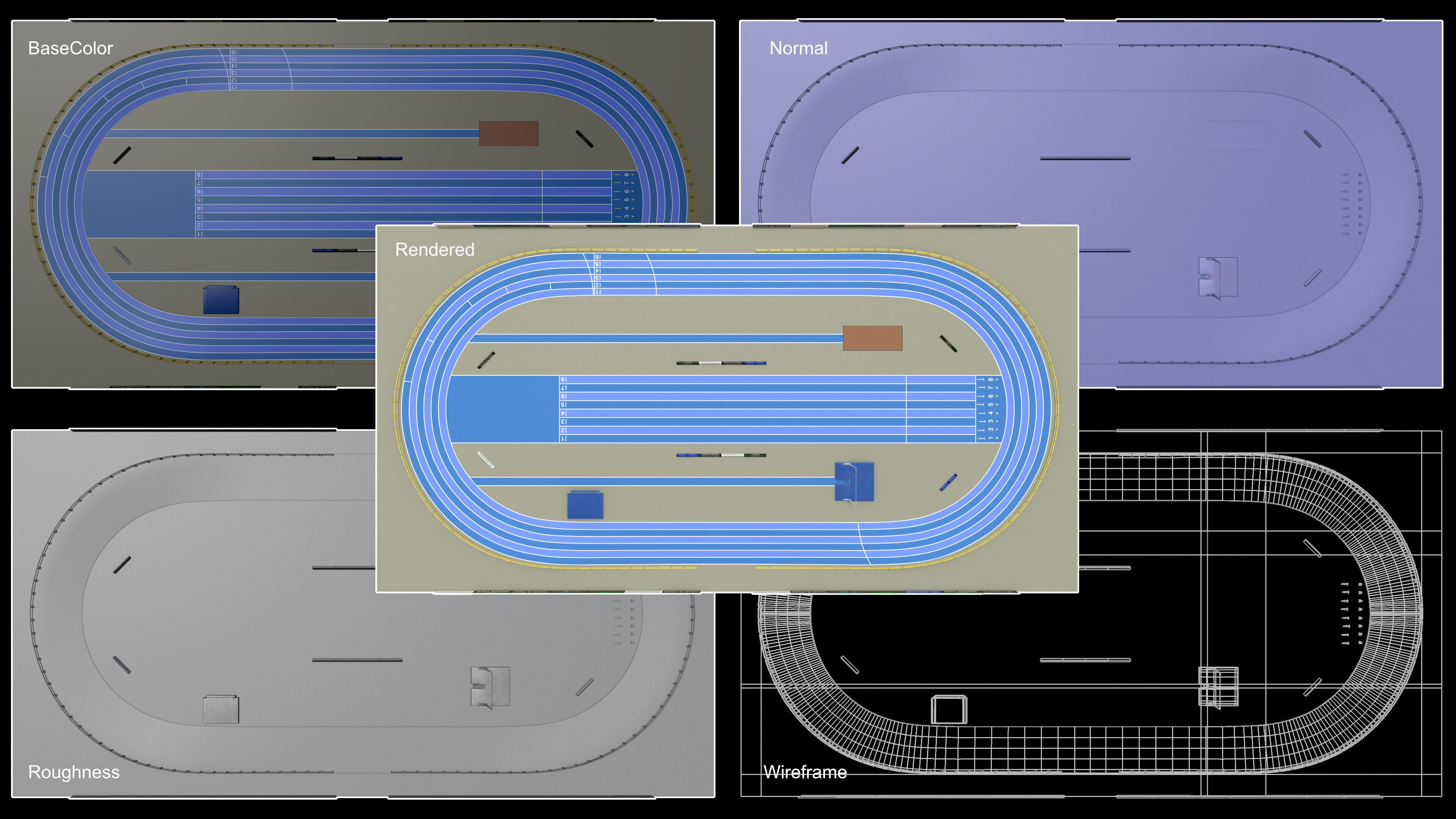 Track And Field 200m Low-poly 3D model_2