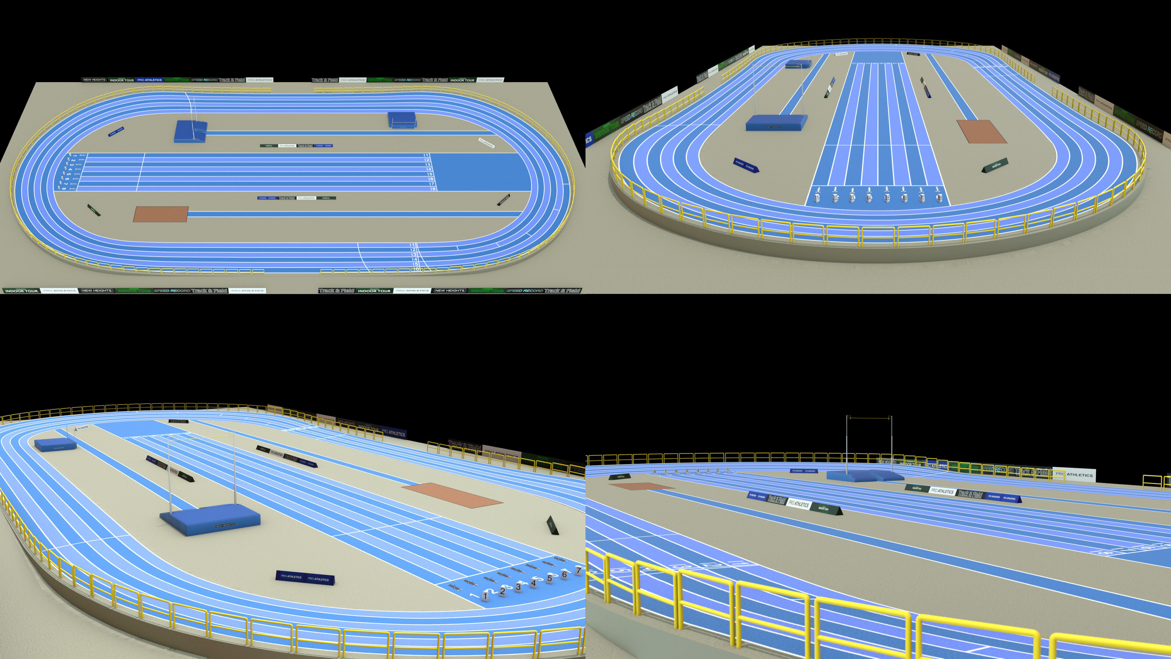 Track And Field 200m Low-poly 3D model_1