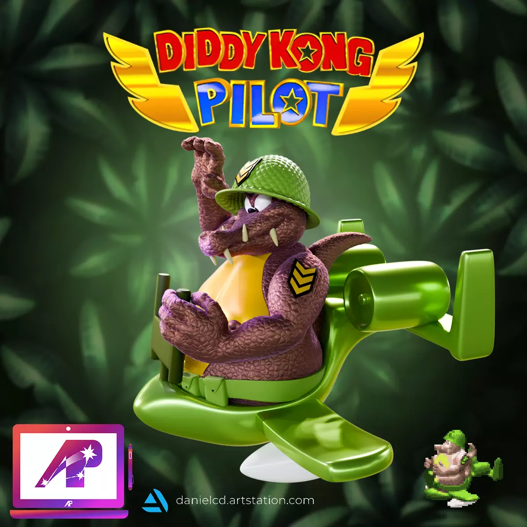 Diddy Kong Pilot Klump colored 3D print model