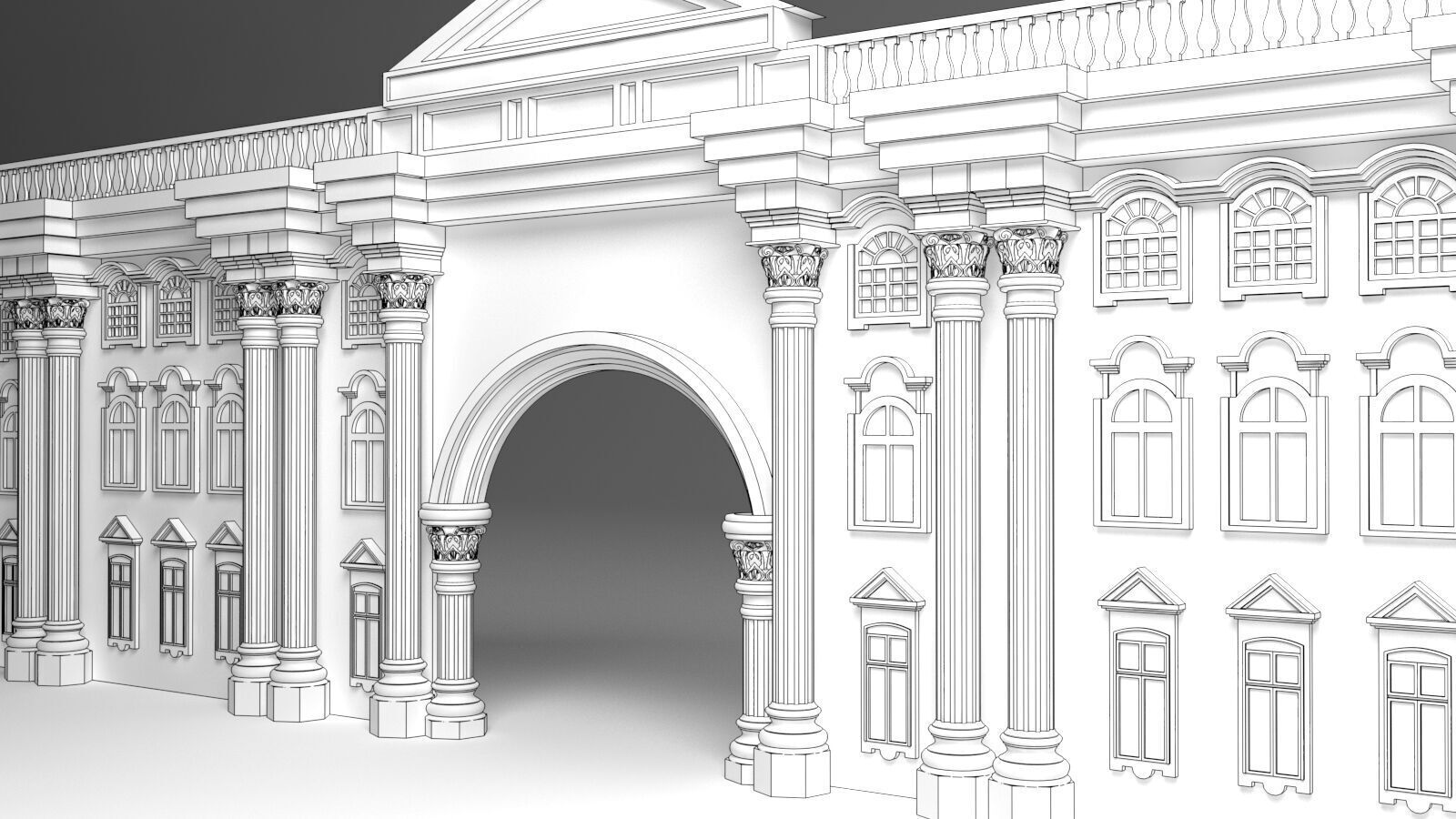 English Facade 3D model_2