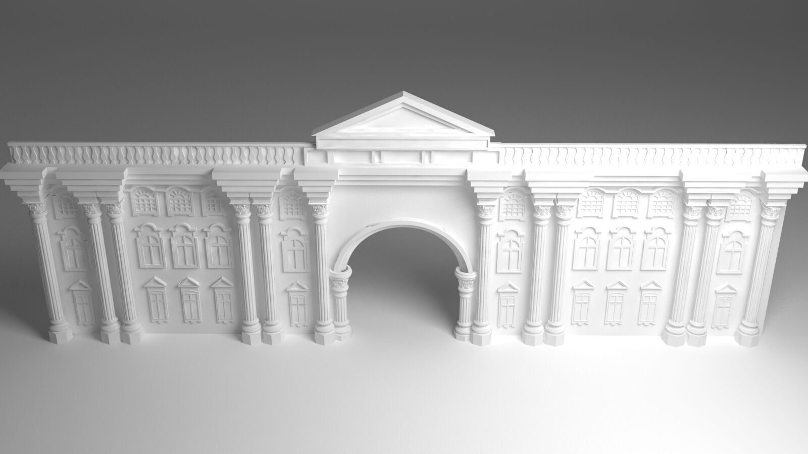 English Facade 3D model_7