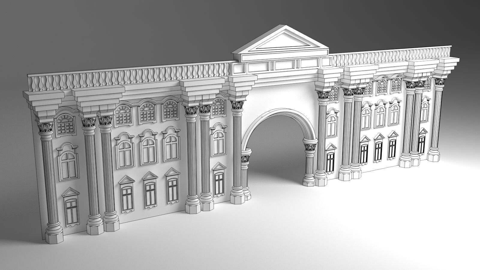 English Facade 3D model_1