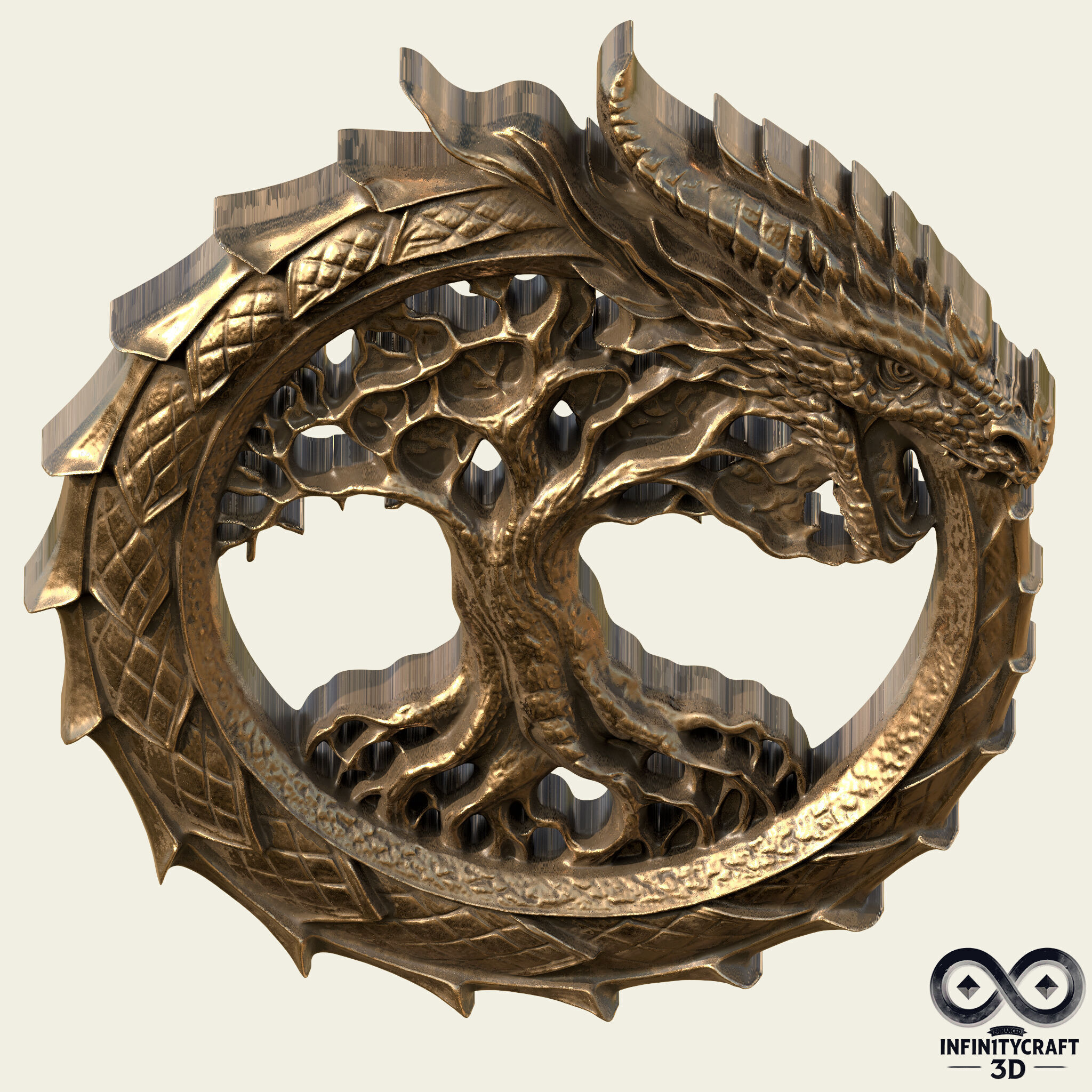 Yggdrasils  Guardian Dragon   Pendant and Wall Relief 3D print model_4