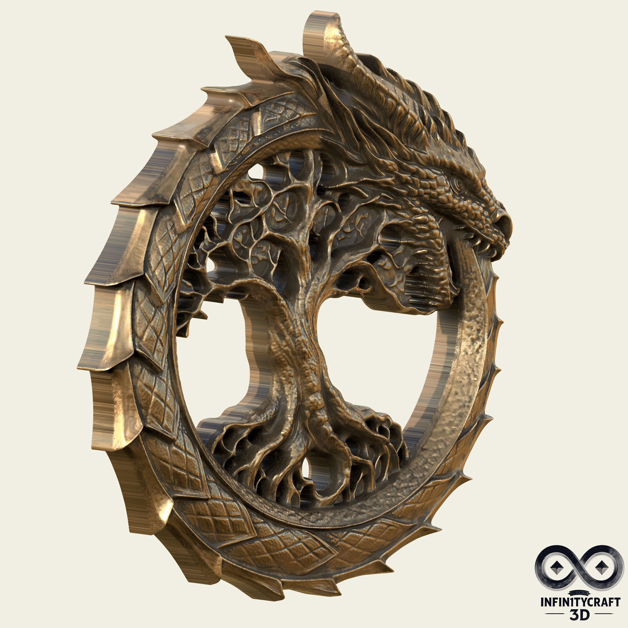 Yggdrasils  Guardian Dragon   Pendant and Wall Relief 3D print model_2