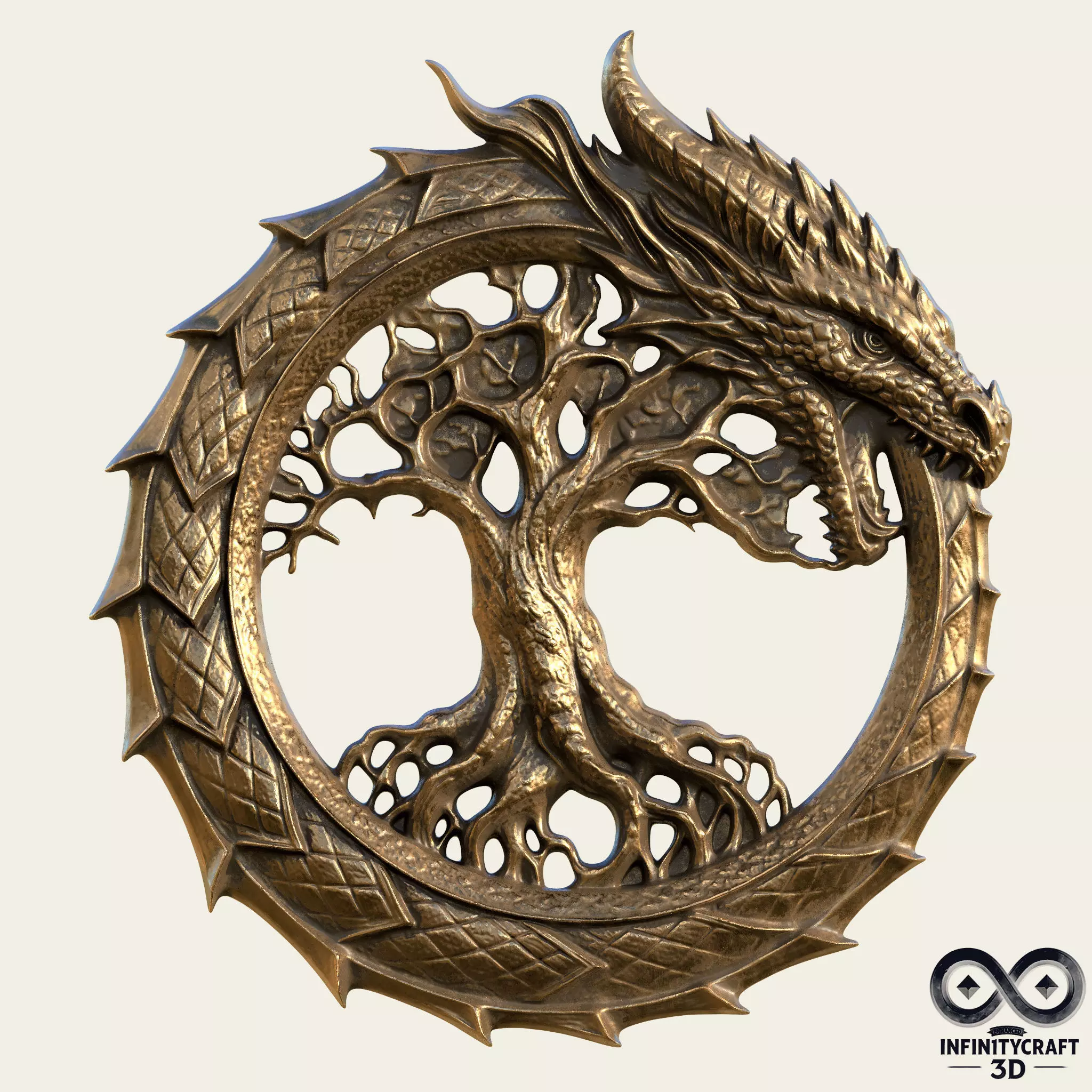 Yggdrasils  Guardian Dragon   Pendant and Wall Relief 3D print model_0