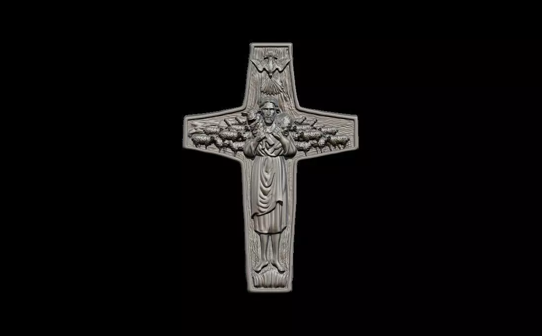 Cross of Pope Francis Pendant 3D print model_0