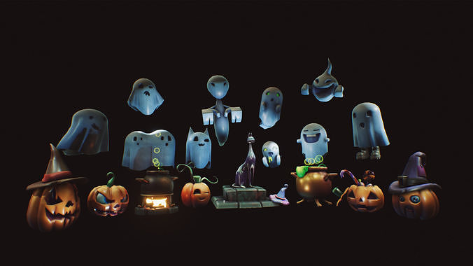 Stylized  Halloween  Pack 01 Low-poly 3D model