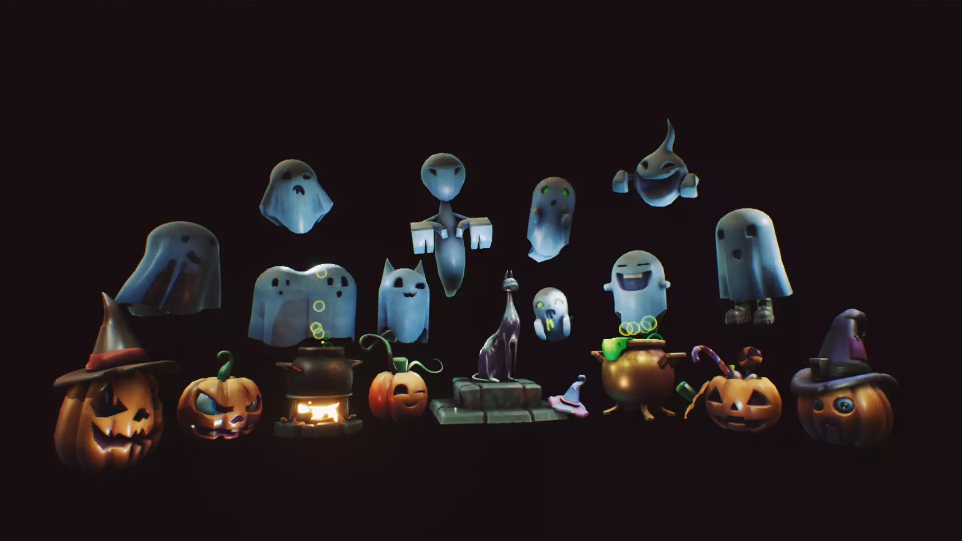 Stylized  Halloween  Pack 01 Low-poly 3D model_0