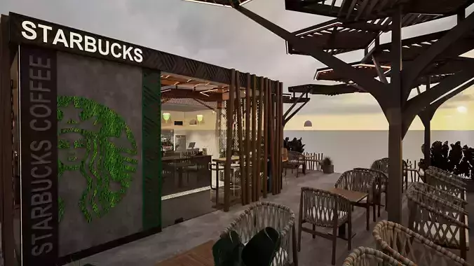 Starbucks Coffee shop Low-poly 3D model