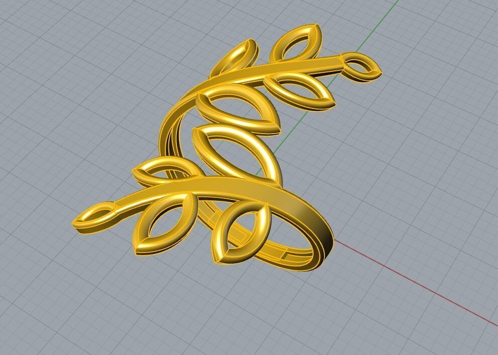 Olive leaf ring 3D print model_3