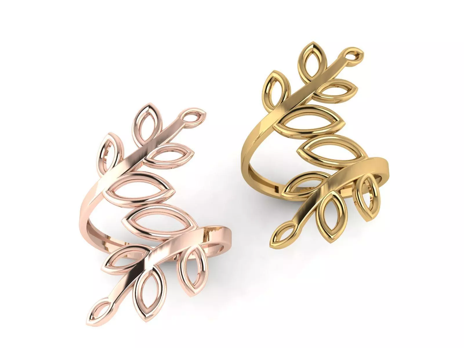 Olive leaf ring 3D print model_0