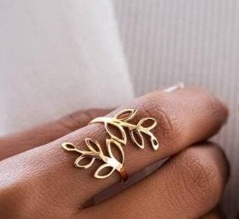 Olive leaf ring 3D print model_5