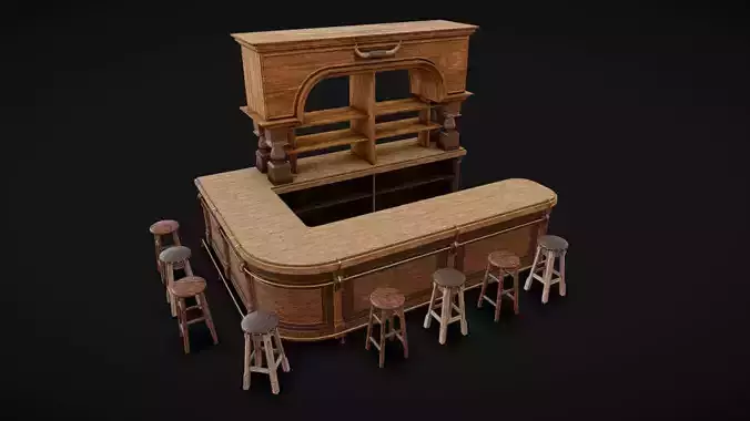 Bar Pack 01 Low-poly 3D model