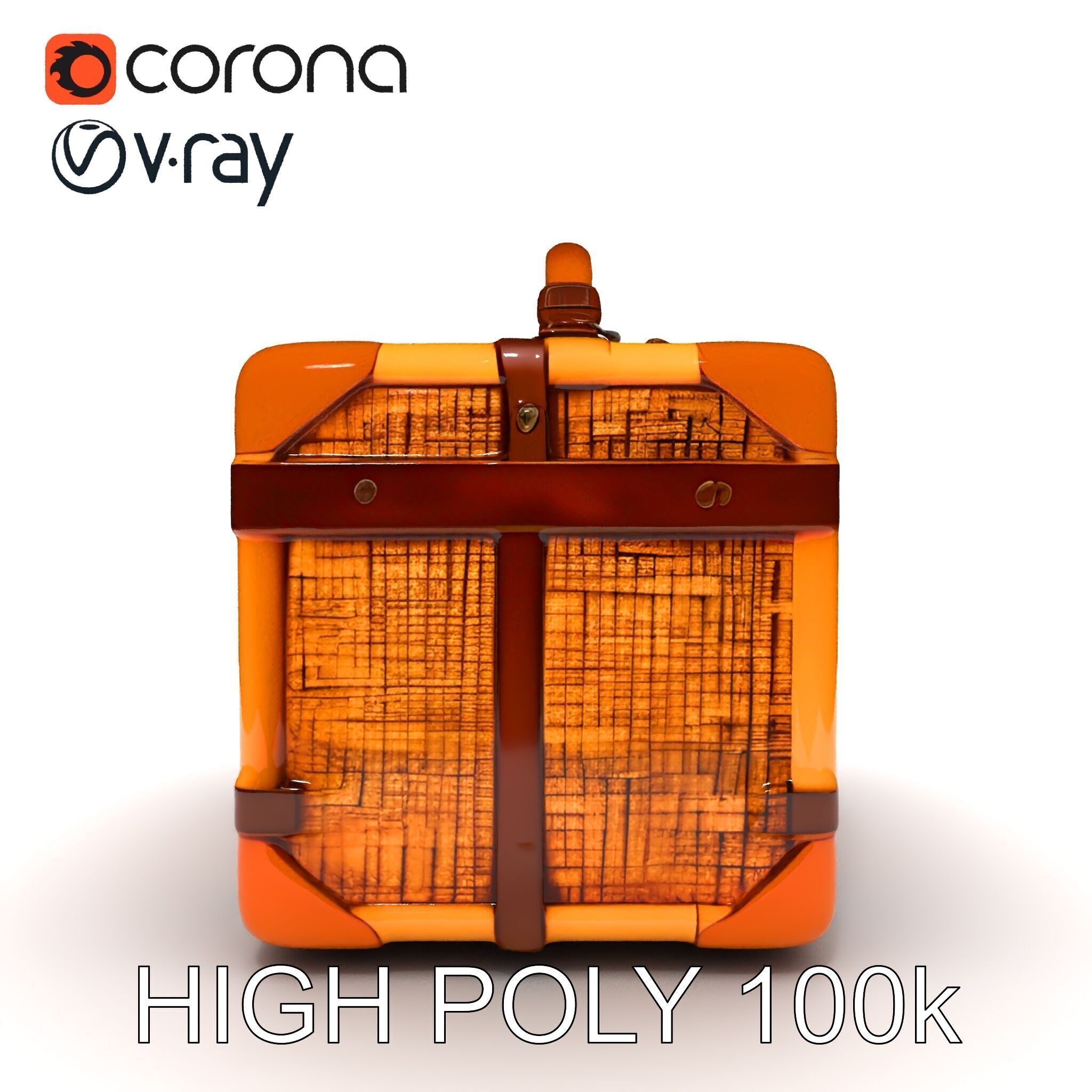 Vintage LeatherWrapped Travel Suitcase Model Pack Low-poly 3D model_21