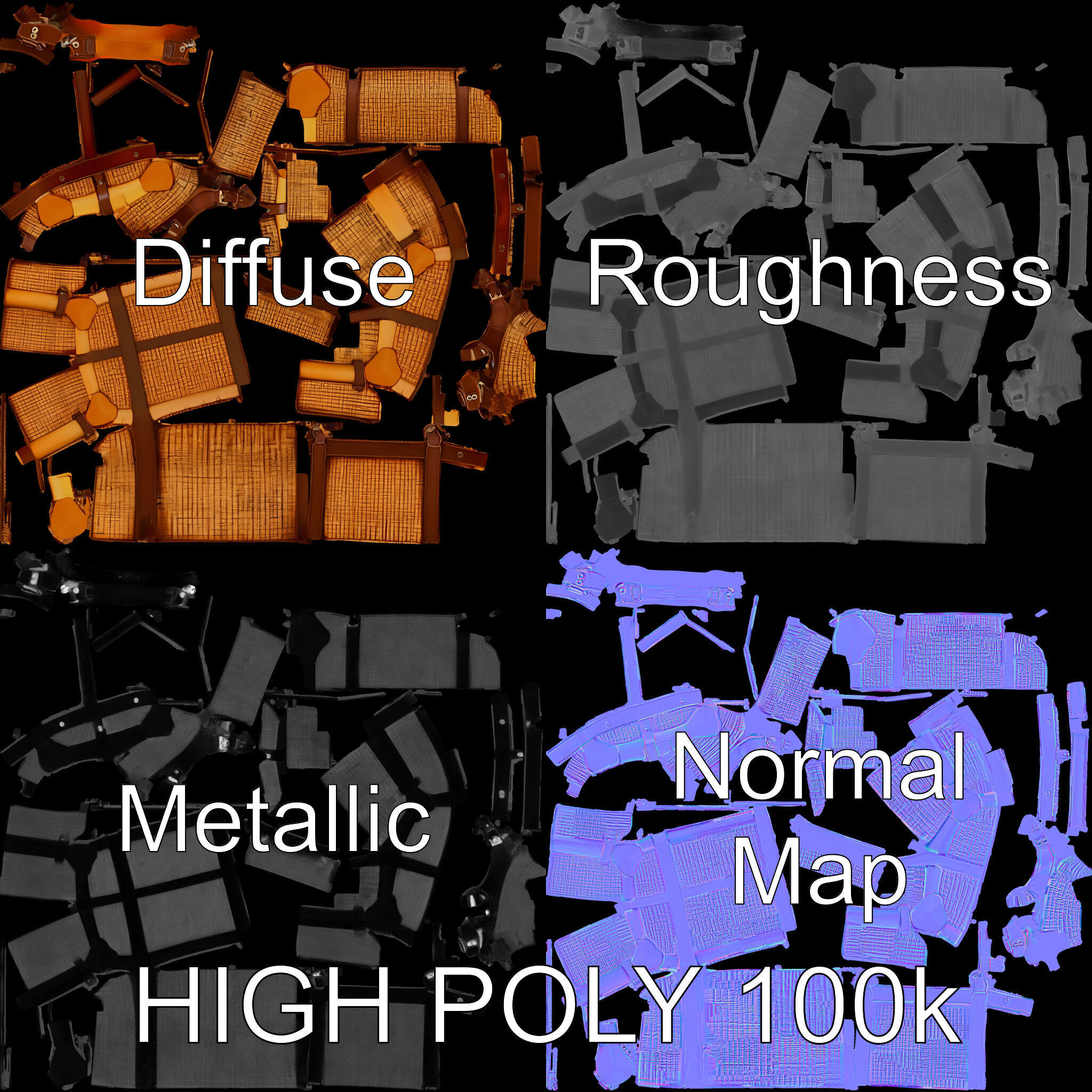 Vintage LeatherWrapped Travel Suitcase Model Pack Low-poly 3D model_2