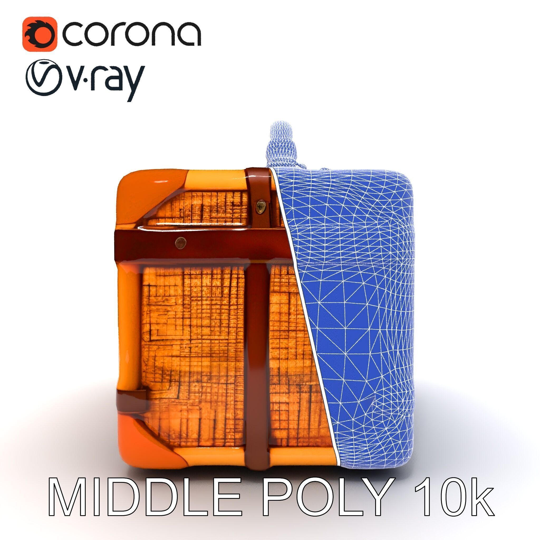 Vintage LeatherWrapped Travel Suitcase Model Pack Low-poly 3D model_22