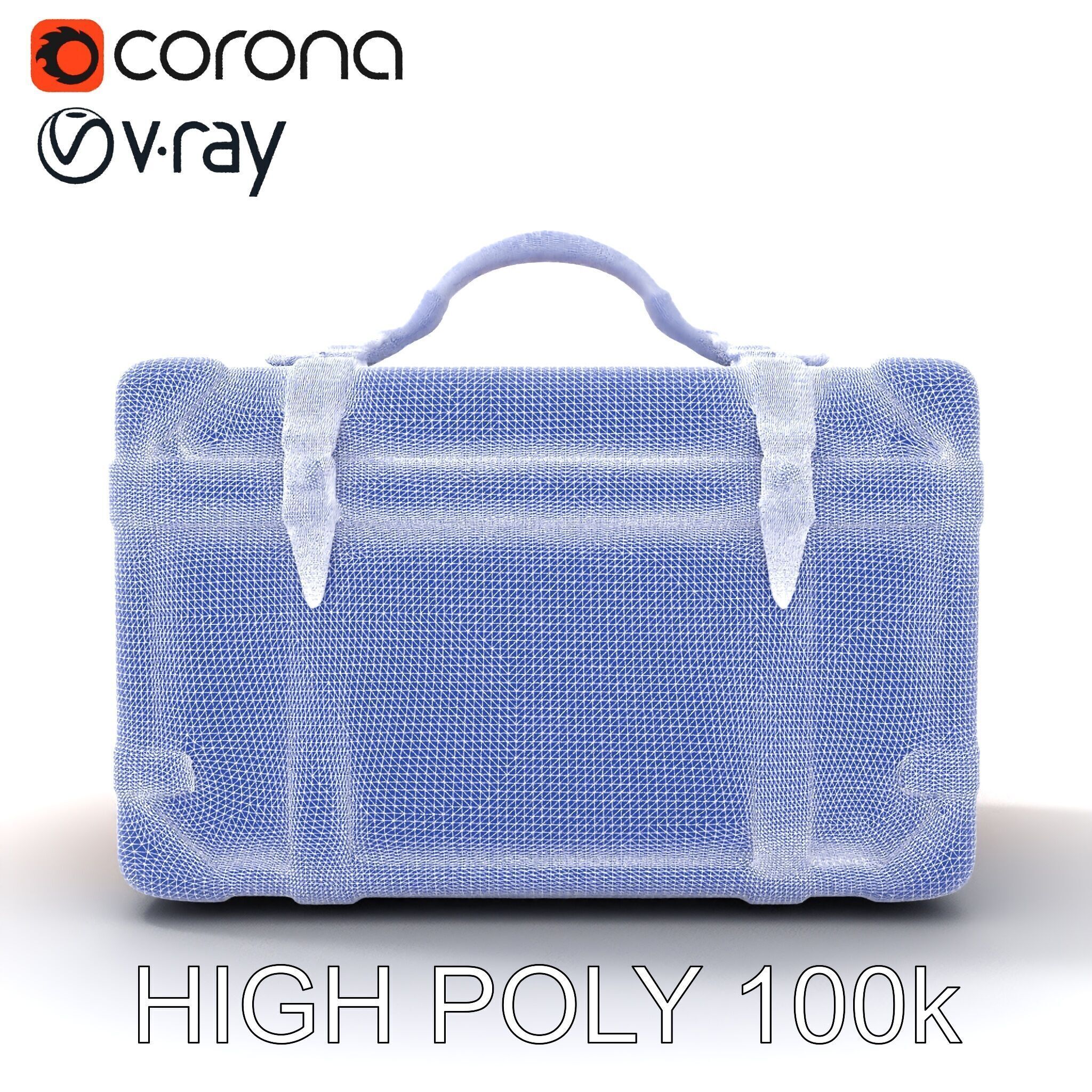 Vintage LeatherWrapped Travel Suitcase Model Pack Low-poly 3D model_13