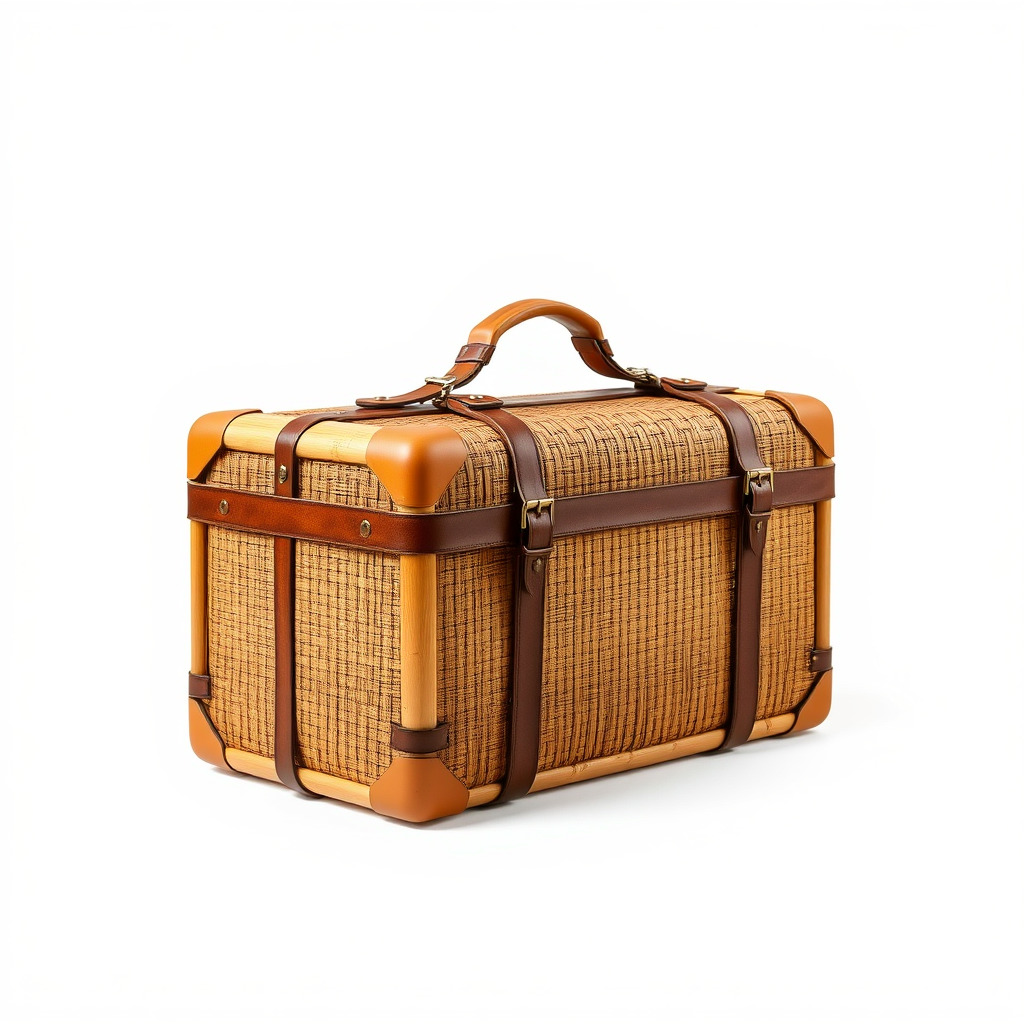 Vintage LeatherWrapped Travel Suitcase Model Pack Low-poly 3D model_4