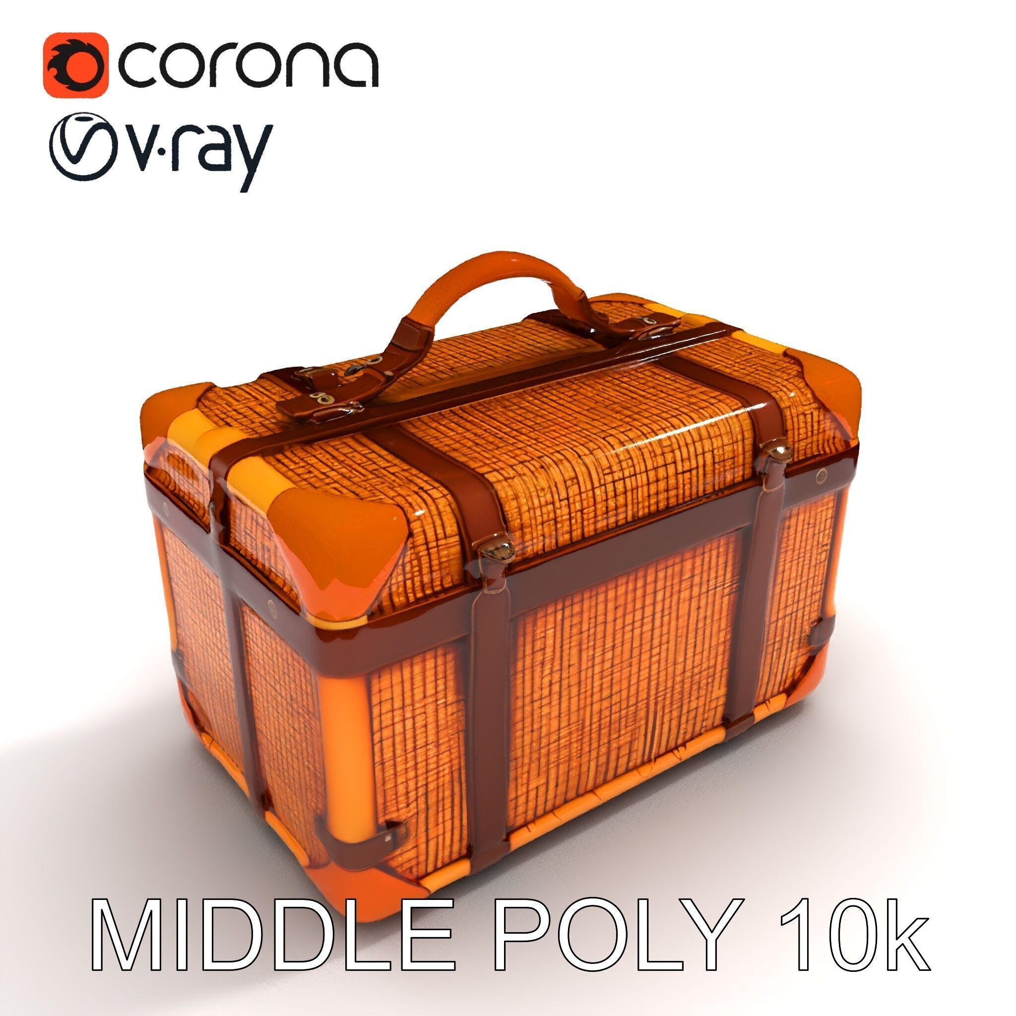 Vintage LeatherWrapped Travel Suitcase Model Pack Low-poly 3D model_28