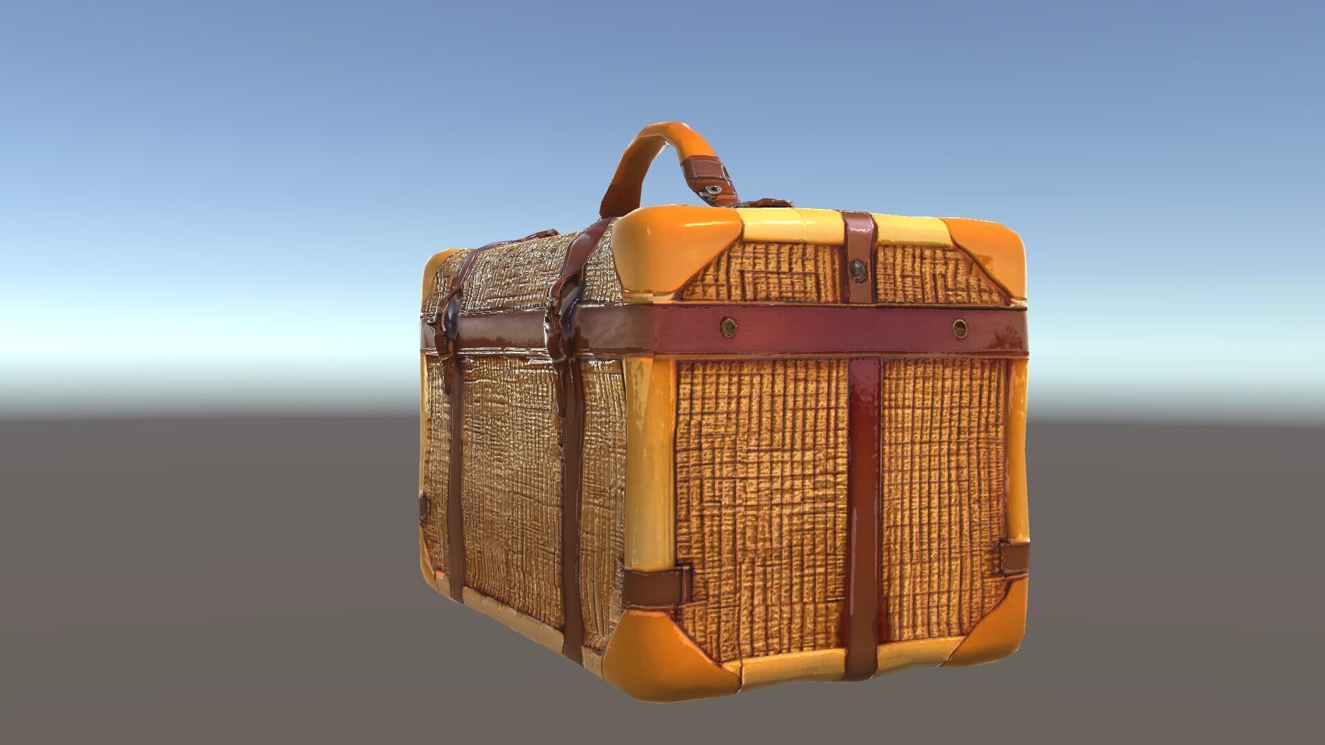 Vintage LeatherWrapped Travel Suitcase Model Pack Low-poly 3D model_34
