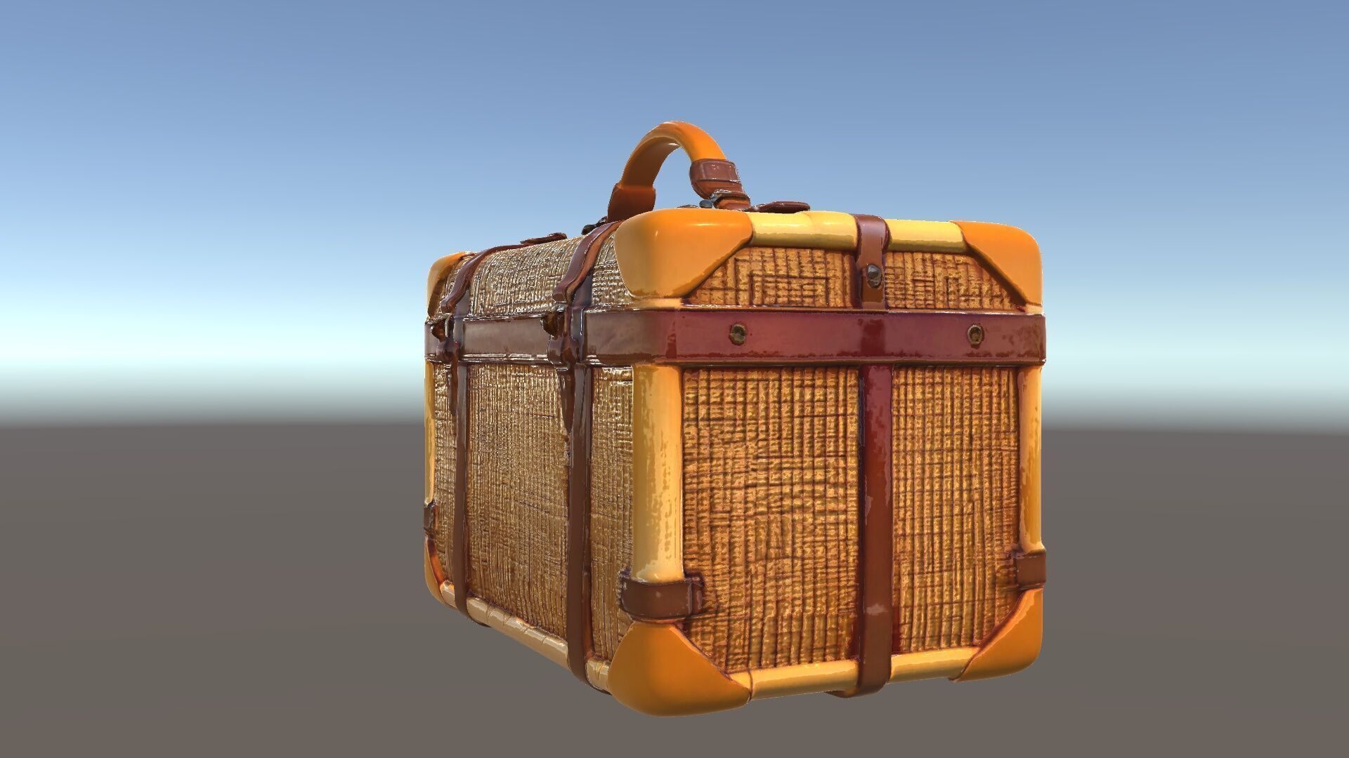 Vintage LeatherWrapped Travel Suitcase Model Pack Low-poly 3D model_5