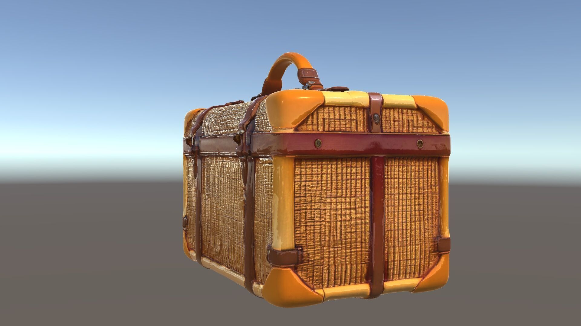 Vintage LeatherWrapped Travel Suitcase Model Pack Low-poly 3D model_33