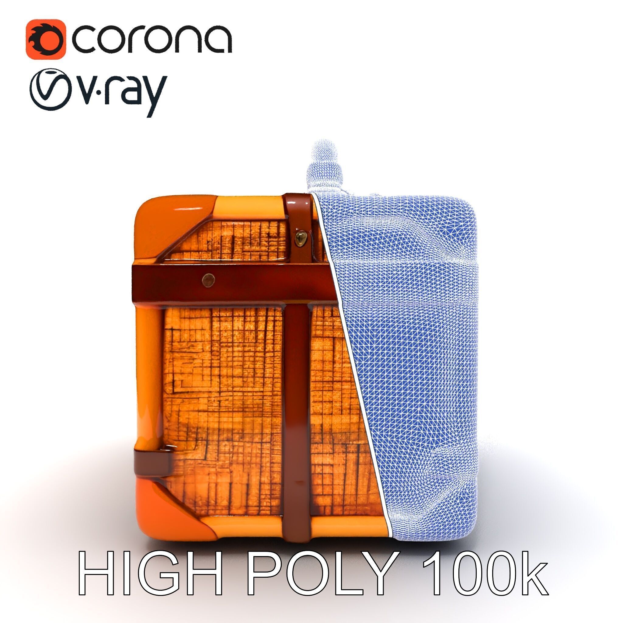 Vintage LeatherWrapped Travel Suitcase Model Pack Low-poly 3D model_24