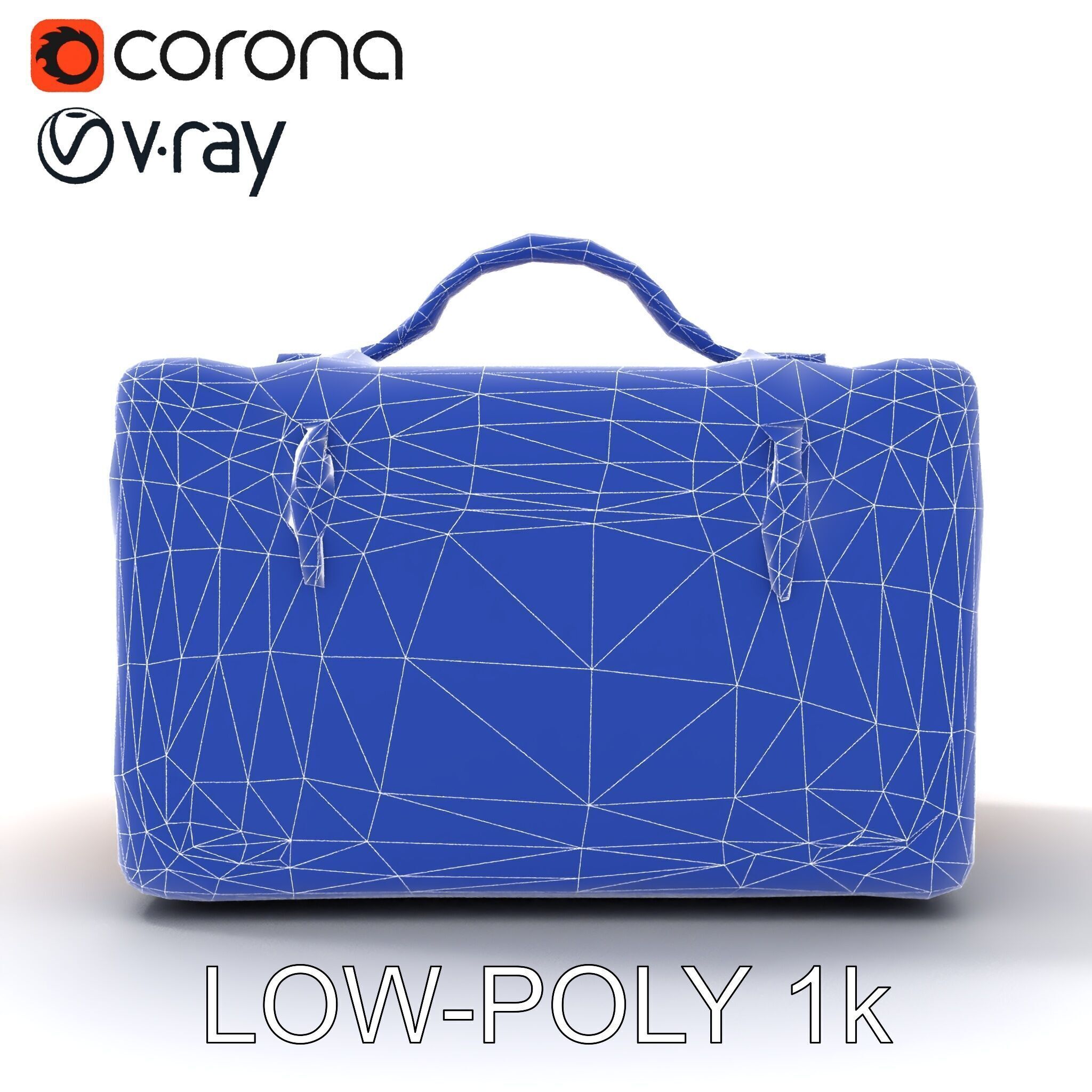 Vintage LeatherWrapped Travel Suitcase Model Pack Low-poly 3D model_32