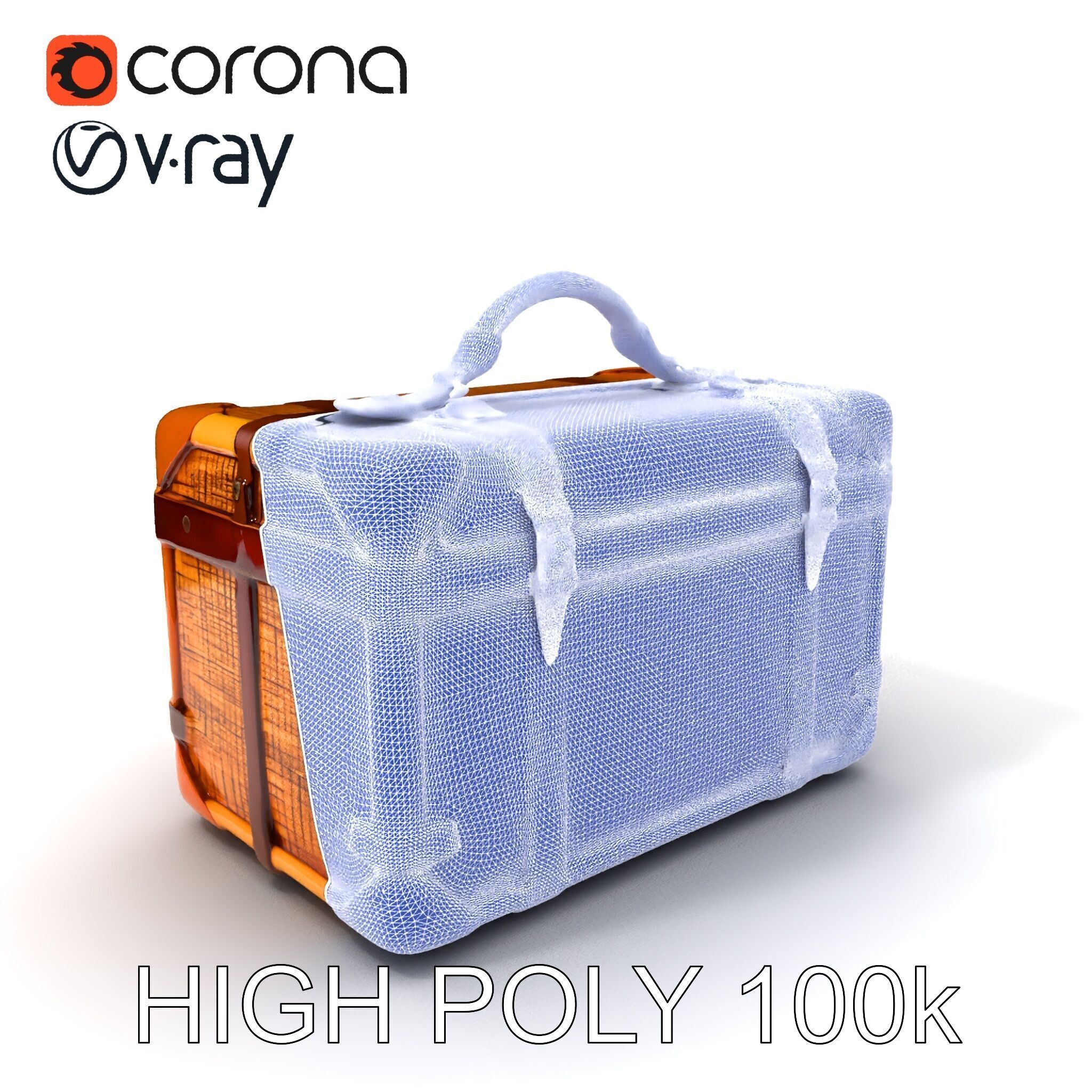 Vintage LeatherWrapped Travel Suitcase Model Pack Low-poly 3D model_3